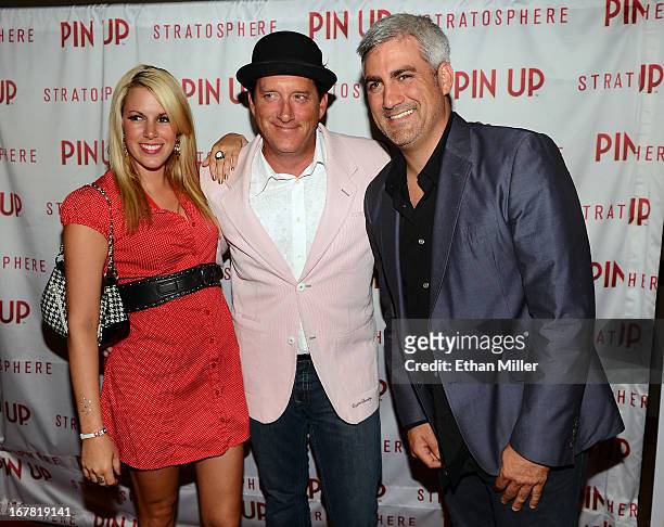 Sara Dee, hypnotist Anthony Cools and singer Taylor Hicks arrive at the premiere of the show "Pin Up" at the Stratosphere Casino Hotel on April 29,...