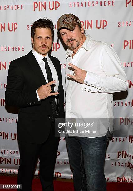 Entertainers Mark Shunock and Troy Burgess from the show "Rock of Ages" arrive at the premiere of the show "Pin Up" at the Stratosphere Casino Hotel...