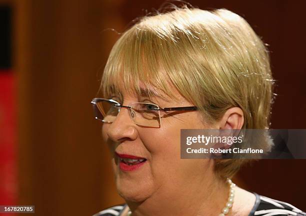 Disability Reform Minister Jenny Macklin talks to the media during a press conference at the Commonwealth Parliamentary Office on May 1, 2013 in...