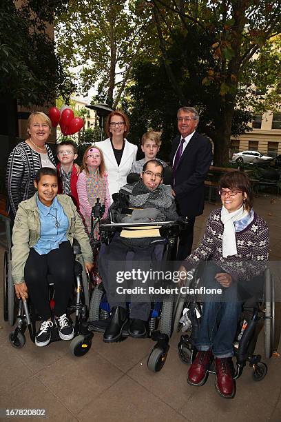 Disability Reform Minister Jenny Macklin , Australian Prime Minister Julia Gillard and Treasurer Wayne Swan meet members of the disabled community...