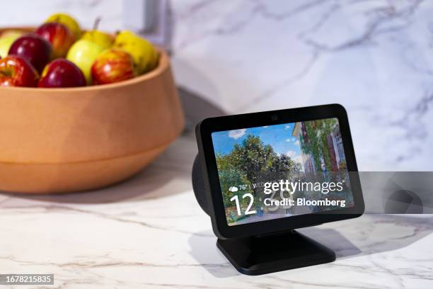 An Amazon Echo Show 8 smart-home device during the Amazon Devices and Services event at the HQ2 campus in Arlington, Virginia, US, on Wednesday,...