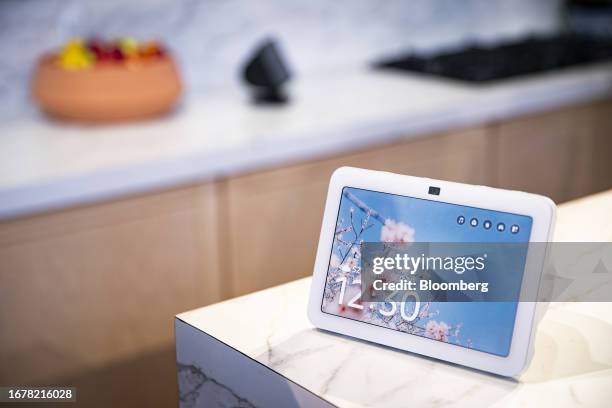 An Amazon Echo Show 8 smart-home device during the Amazon Devices and Services event at the HQ2 campus in Arlington, Virginia, US, on Wednesday,...