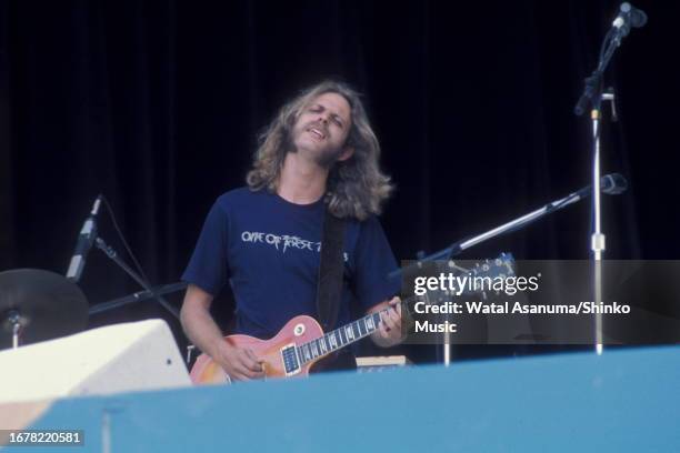 Don Felder of US band the Eagles performs at Wembley Stadium 'Mid Summer Festival' in London, UK, 21st June 1975.