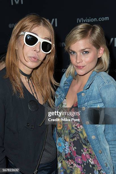 Sophia Lamar and Model Leigh Lezark attend the IVI Launch Party at The Bowery Hotel on April 30, 2013 in New York City.