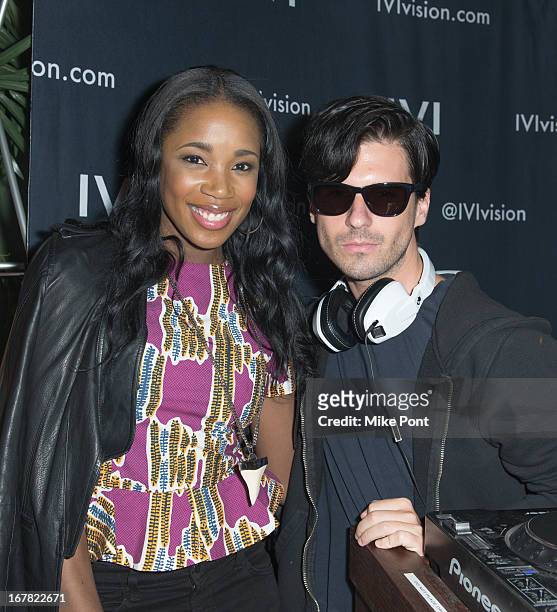 Kiss and DJ Geordon Nicol attend the IVI Launch Party at The Bowery Hotel on April 30, 2013 in New York City.
