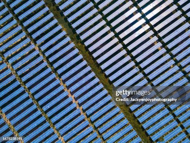 aerial view of solar power station and solar energy panels - sky bar stock pictures, royalty-free photos & images