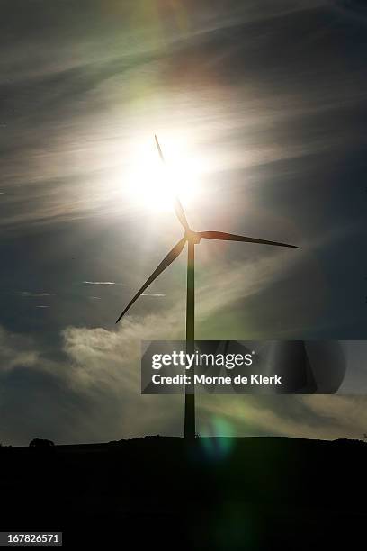 Wind turbine is seen on a hill on April 18, 2013 in Waterloo, Australia. South Australia's Environmental Protection Agency in conjunction with the...