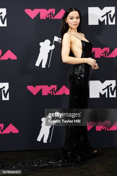 Dove Cameron poses in the press room at the 2023 MTV Video Music Awards at Prudential Center on September 12, 2023 in Newark, New Jersey.