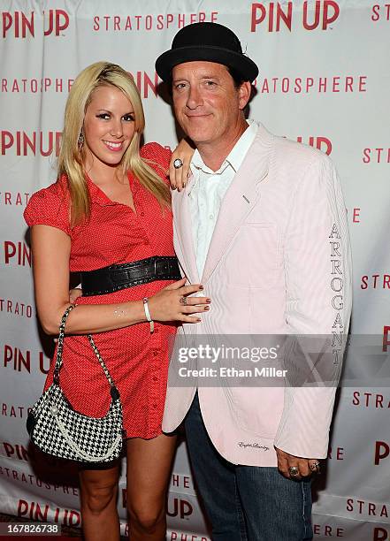 Sara Dee and hypnotist Anthony Cools arrive at the premiere of the show "Pin Up" at the Stratosphere Casino Hotel on April 29, 2013 in Las Vegas,...