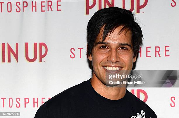 Professional BMX dirt jumper Ricardo Laguna arrives at the premiere of the show "Pin Up" at the Stratosphere Casino Hotel on April 29, 2013 in Las...