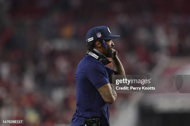 Dallas Cowboys defensive backs coach Al Harris stands on the field against the Tampa Bay Buccaneers during the NFC Wild Card Playoff game at Raymond...