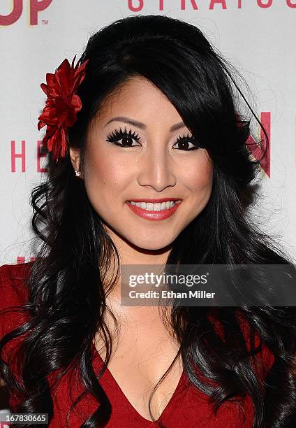 Singer Jasmine Trias arrives at the premiere of the show "Pin Up" at the Stratosphere Casino Hotel on April 29, 2013 in Las Vegas, Nevada.