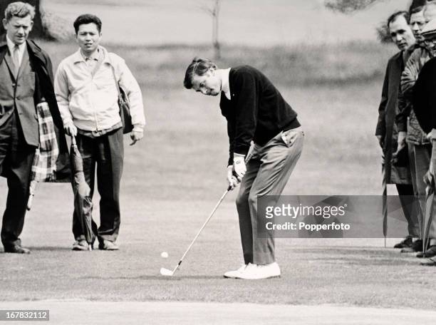 Clive Clark of Great Britain in action during the Agfacolor Golf Tournament at Stoke Poges golf course, circa 1968. The golf journalist Michael...