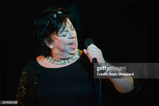 Jazz singer Liane Carroll performs on stage at Pizza Express Jazz Club on April 25, 2013 in London, England.