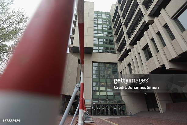 General outside view of the Oberlandgericht Muenchen state courthouse a week before the NSU trial on April 30, 2013 in Munich, Germany. Security will...