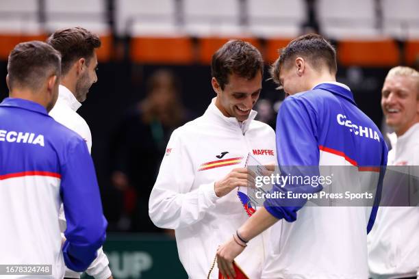 Albert Ramos of Spain is seen during the Davis Cup 2023, Group C, tennis match played between Spain and Czech Republic at Fuente de San Luis pavilion...