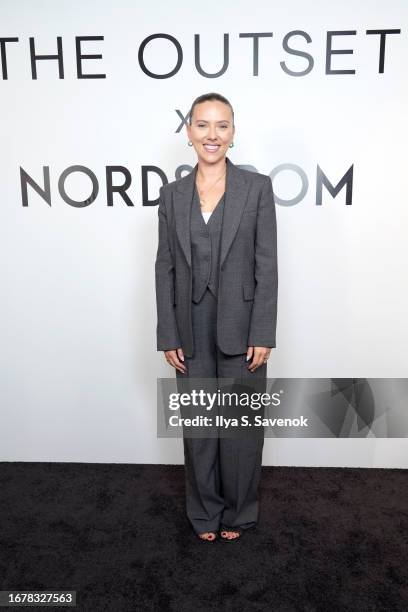 Scarlett Johansson attends the launch of The Outset at Nordstrom NYC with customer masterclass at Nordstrom on September 13, 2023 in New York City.