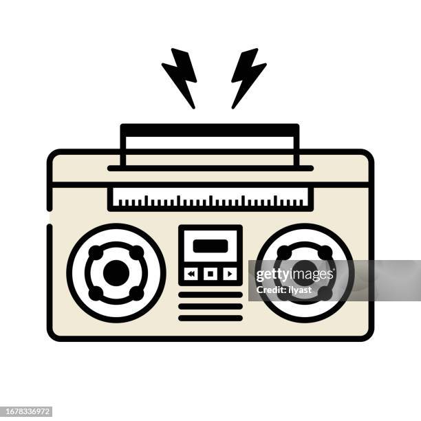music player simple line icon - record analog audio stock illustrations