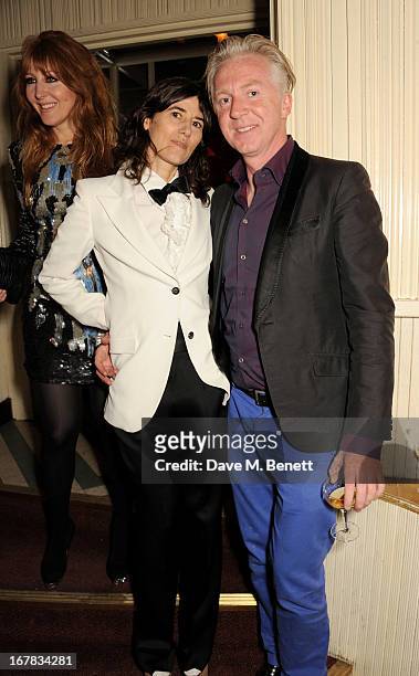 Charlotte Tilbury, Bella Freud and Philip Treacy attend Fran Cutler's surprise birthday party supported by ABSOLUT Elyx at The Box Soho on April 30,...