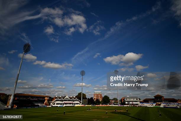 General view of play during the Rachael Heyhoe Flint Trophy match between Western Storm and Central Sparks at The Cooper Associates County Ground on...