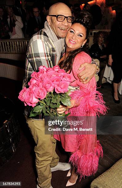 Goldie and Fran Cutler attend Fran Cutler's surprise birthday party supported by ABSOLUT Elyx at The Box Soho on April 30, 2013 in London, England.