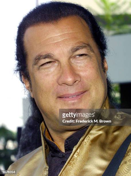 Actor Steven Seagal attends the film premiere of The Wild Thornberrys at the Cinerama Dome on December 8, 2002 in Hollywood, California. The movie...