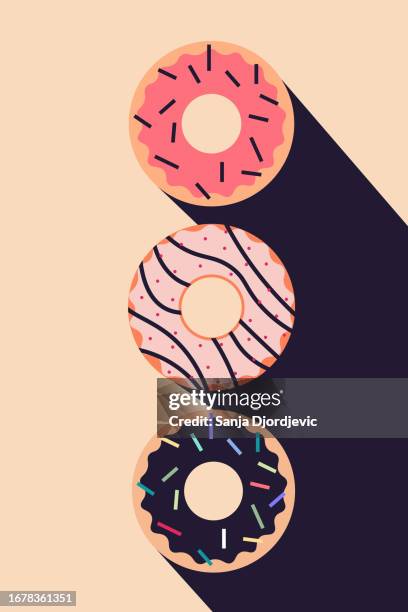 web poster design of donuts isolated on background - glazed food 幅插畫檔、美工圖案、卡通及圖標