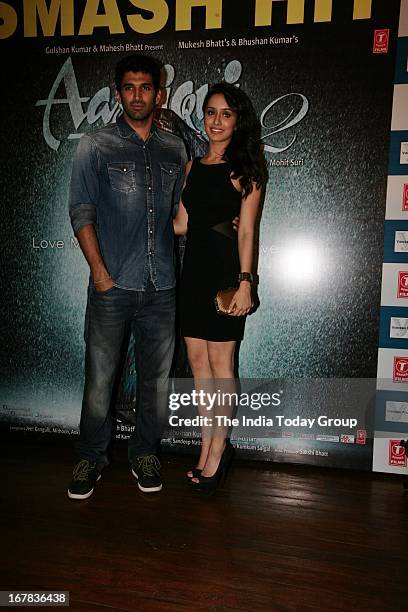 Aditya Roy Kapur and Shraddha Kapoor at the success party of Aashiqui 2 on 30th April 2013 in Mumbai.