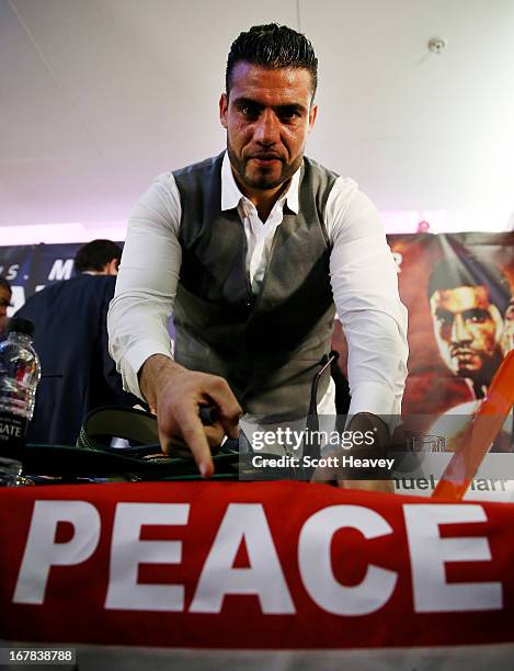 Manuel Charr during a press conference to announce his upcoming Heavyweight bout against David Haye at Manchester Arena on May 1, 2013 in Manchester,...