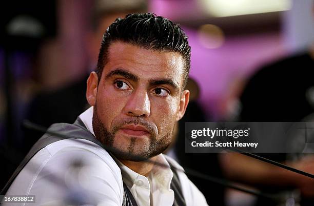 Manuel Charr during a press conference to announce his upcoming Heavyweight bout against David Haye at Manchester Arena on May 1, 2013 in Manchester,...