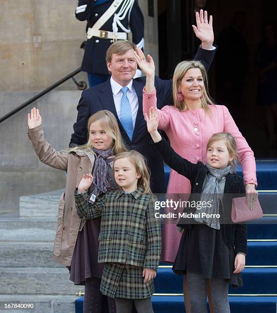 King Willem-Alexander of the Netherlands, Queen Maxima of the Netherlands and their daughters Crown Princess Catharina Amalia of the Netherlands,...