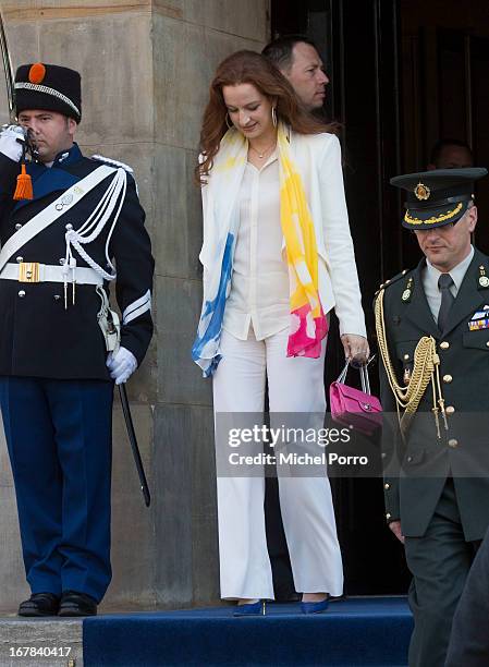 Princess Lalla Salma of Morocco leaves the Royal Palace after having brunch with other guests on May 1, 2013 in Amsterdam Netherlands.