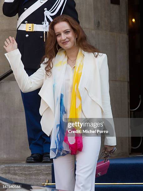 Princess Lalla Salma of Morocco leaves the Royal Palace after brunch with King Willem Alexander and Queen Maxima of The Netherlands on May 1, 2013 in...