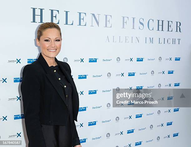 German singer Helene Fischer attends the premiere of the documentary 'Allein im Licht' at the Babylon cinema on April 30, 2013 in Berlin, Germany.