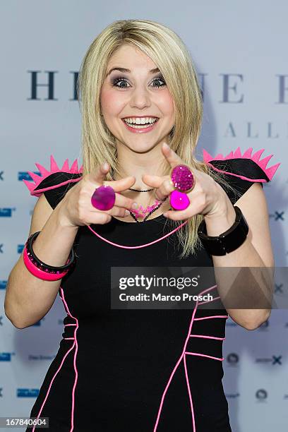 Swiss singer Beatrice Egli attends the premiere of the documentary 'Allein im Licht' at the Babylon cinema on April 30, 2013 in Berlin, Germany.