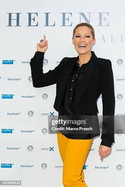 German singer Helene Fischer attends the premiere of the documentary 'Allein im Licht' at the Babylon cinema on April 30, 2013 in Berlin, Germany.