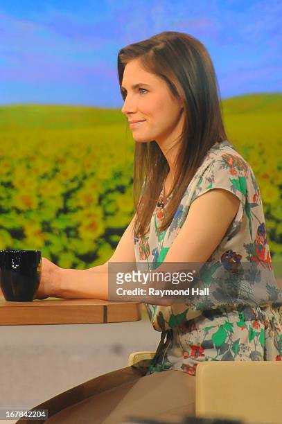 Amanda Knox tapes an interview at "Good Morning America" at the ABC Times Square Studios s on May 1, 2013 in New York City.