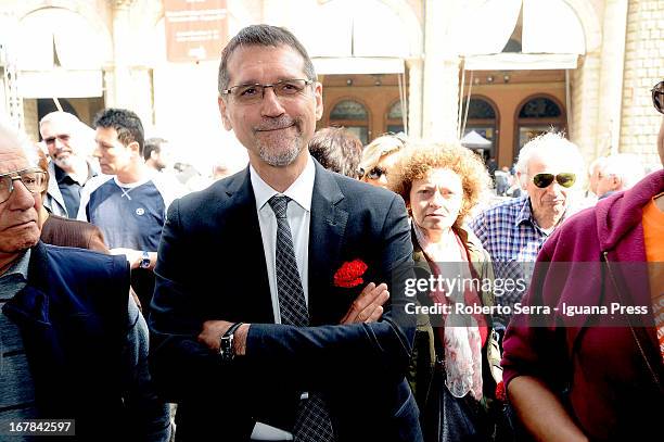 Virginio Merola Mayor of Bologna attends the convention "Lavoro, Sviluppo, Legalita" organized by CGIL CISL and UIL trade unions for the 1° of May...