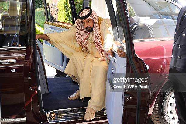 President of the United Arab Emirates, Sheikh Khalifa bin Zayed Al Nahyan arrives at Clarence House on May 1, 2013 in London, England. The President...