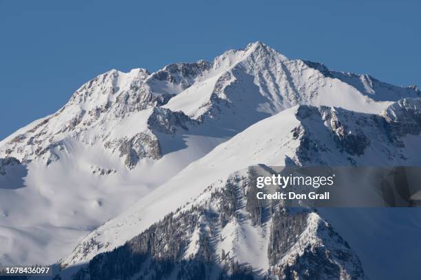 fresh spring snowfall - san miguel range stockfoto's en -beelden