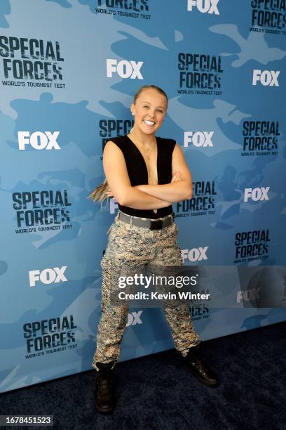 JoJo Siwa attends the red carpet for Fox's "Special Forces: World's Toughest Test" at Fox Studio Lot on September 12, 2023 in Los Angeles, California.