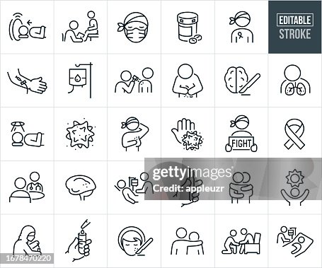 Iconos de línea delgada de cáncer y oncología - Accidente cerebrovascular editable Iconos de línea delgada de cáncer y oncología - Accidente cerebrovascular editable