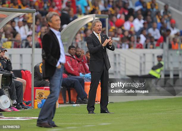 Kaizer Chiefs coach Stuart Baxter during the Absa Premiership match between Ajax Cape Town and Kaizer Chiefs at Cape Town Stadium on May 01, 2013 in...