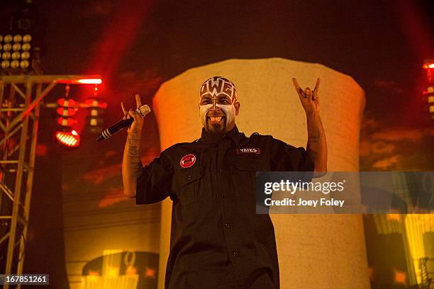 Tech N9ne performs at the Egyptian Room at Old National Centre on April 24, 2013 in Indianapolis, Indiana.