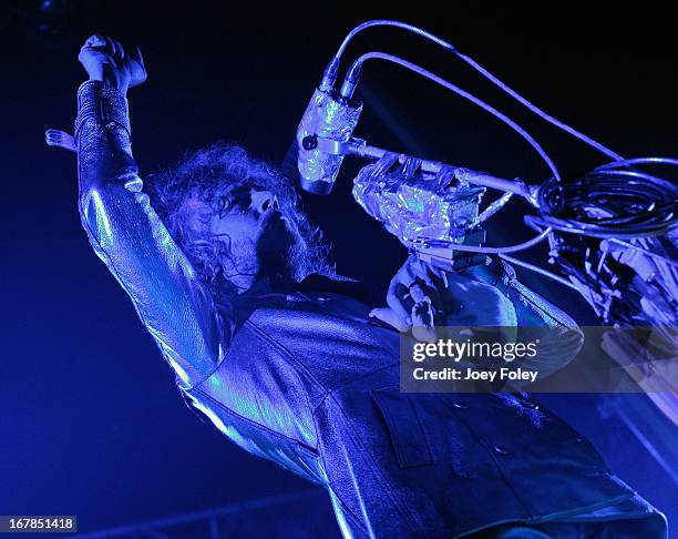 Wayne Coyne of The Flaming Lips holds a baby doll as he performs onstage at Egyptian Room at Old National Centre on April 29, 2013 in Indianapolis,...