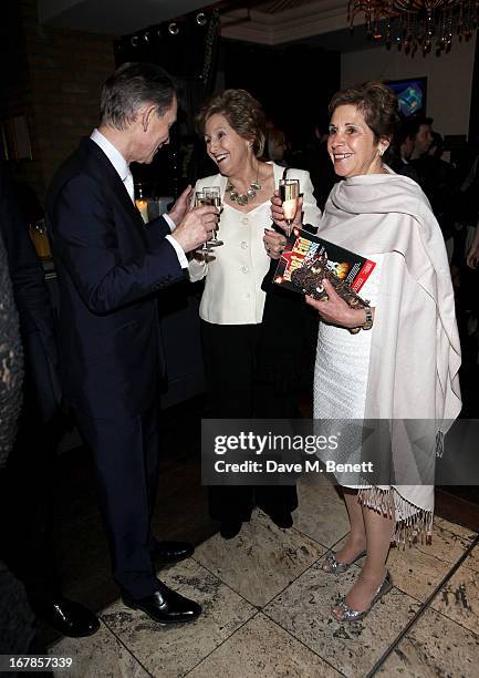 Anthony Andrews, Norma Major and Georgina Simpson attend an after party celebrating the press night performance of the Menier Chocolate Factory's...