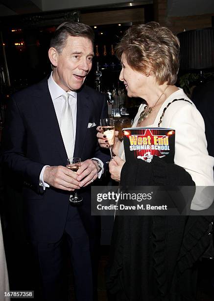 Anthony Andrews and Norma Major attend an after party celebrating the press night performance of the Menier Chocolate Factory's 'Merrily We Roll...