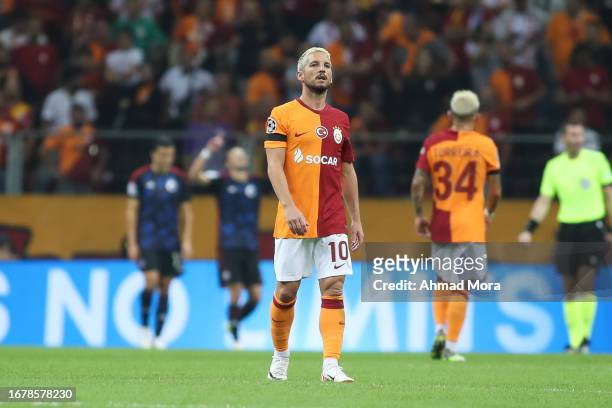 Dries Mertens of Galatasaray looks dejected during the UEFA Champions League match between Galatasaray A.S. And F.C. Copenhagen at Ali Sami Yen Arena...