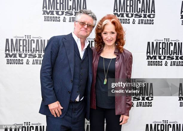 Jed Hilly and Bonnie Raitt at The Americana Music Association 22nd Annual Honors & Awards Show on September 20, 2023 at the Ryman Auditorium in...