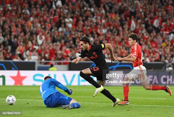 Roko Simic of Salzburg in action during the UEFA Champions League match between SL Benfica vs RB Salzburg at Estadio da Luz in Lisbon, Portugal on...